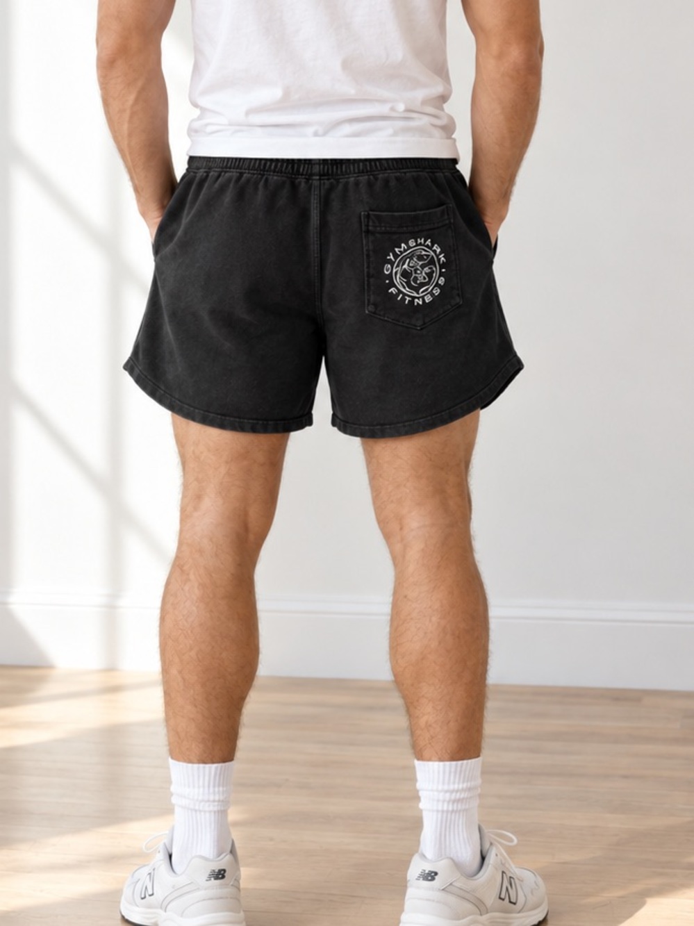 Gymshark Men’s Black Washed Sweat Shorts Drawstring Large